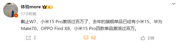 小米15-Pro激活量已過百萬!僅4款單品達成此成就