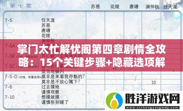 掌門太忙解憂閣第四章劇情全攻略：15個關鍵步驟+隱藏選項解析-輕松通關無壓力